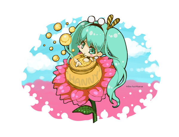 ハチミツのお風呂に入っている、ミク蜂さんです。