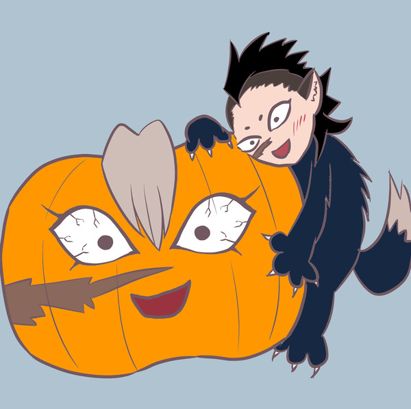 このカボチャ、兄ちゃんみたいでかっこいいなぁ。