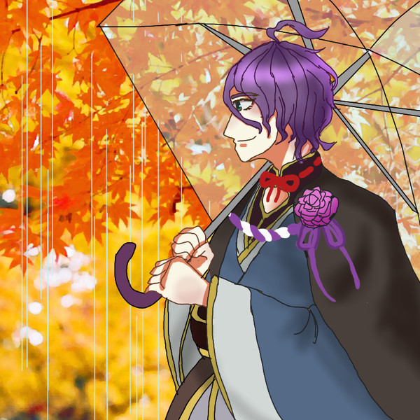 秋雨と紅葉