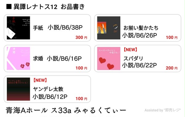 異譚レナトス12のお品書きと誤字修正について