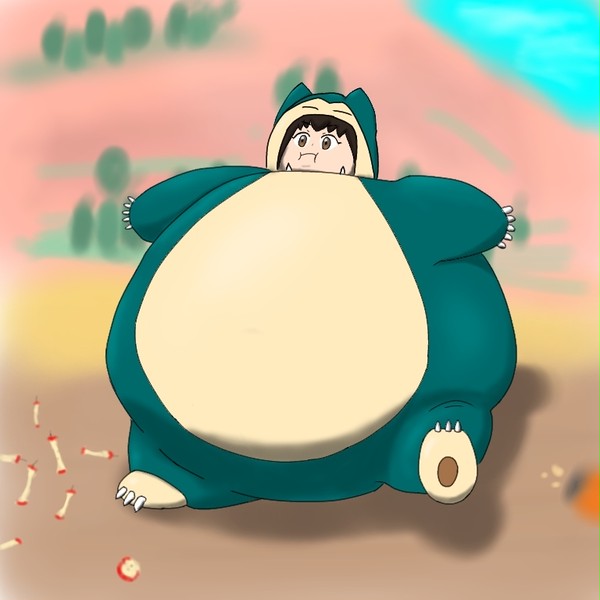 「カビゴン ごっこ が あらわれた ！ …けぷ。」
