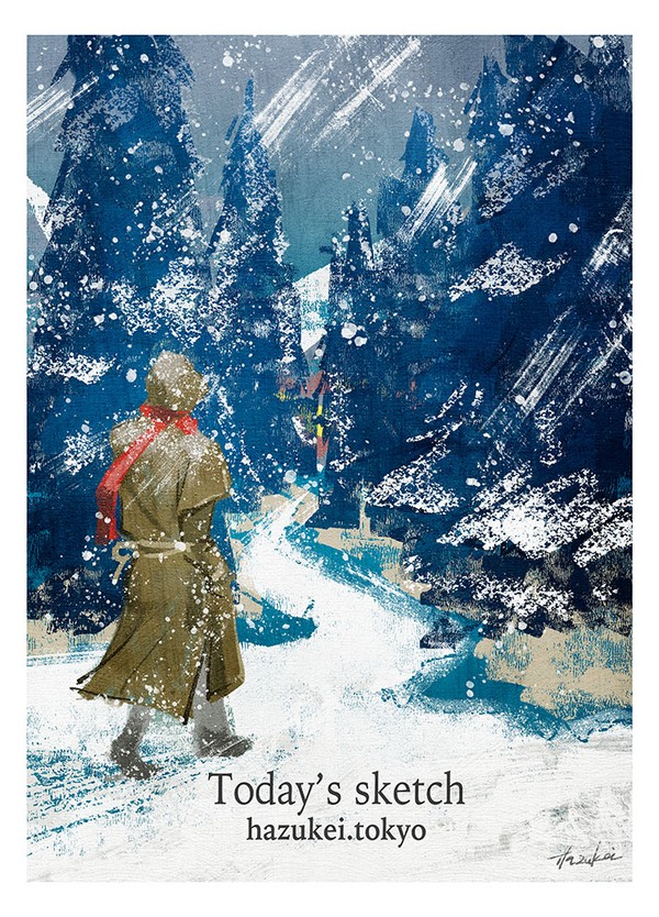 「雪山の小道。」