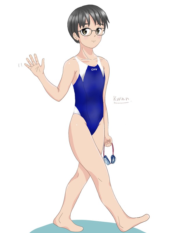 眼鏡水着ガール