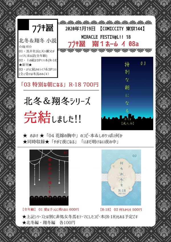 【北冬＆翔冬】ミラフェス20/01/19 お品書き【小説】