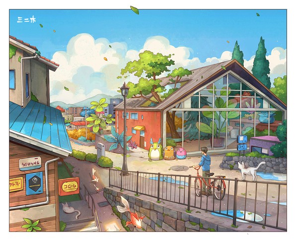 朝の町