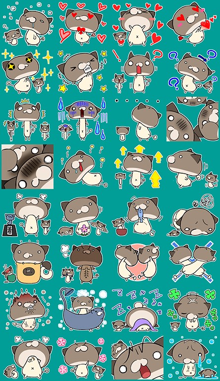 LINEスタンプ　シイタケみたいな猫