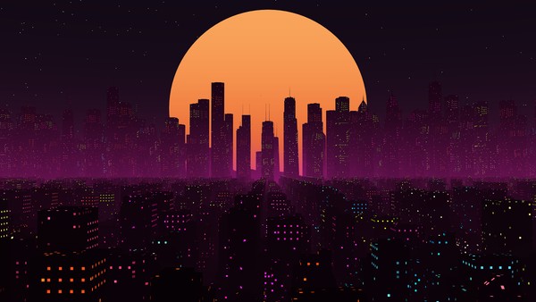 Retro Vaporwave City Render