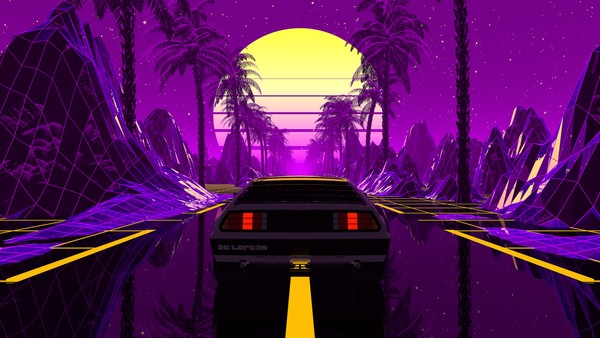 Retro Vaporwave Car Render