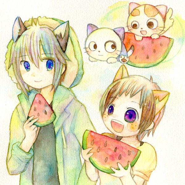 スイカと2匹
