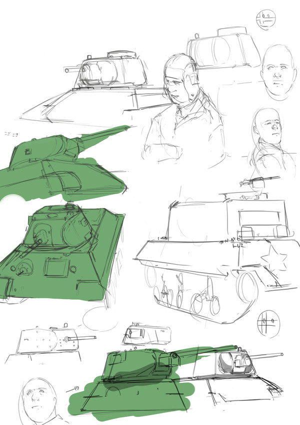 落書き 戦車 T-34 など