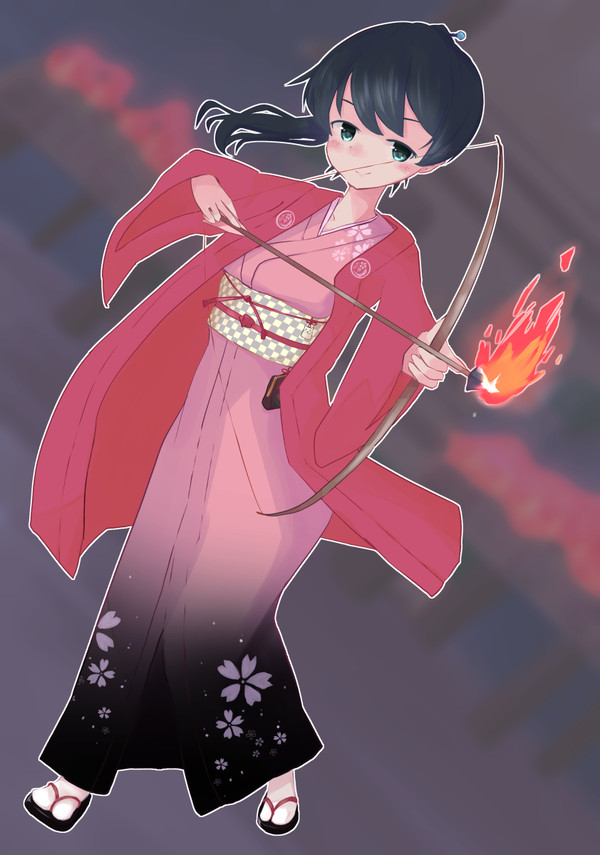 スナイパーの如く火矢を放つ若女将