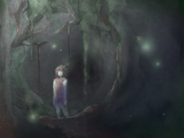 洞窟で