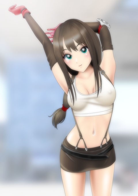 エアコミケでティファのコスプレをする渋谷凛