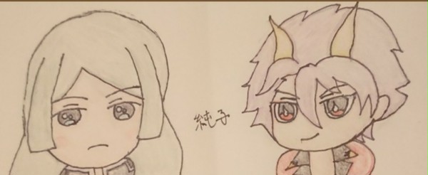 ミニキャラの、藤田さん＆煌牙さん