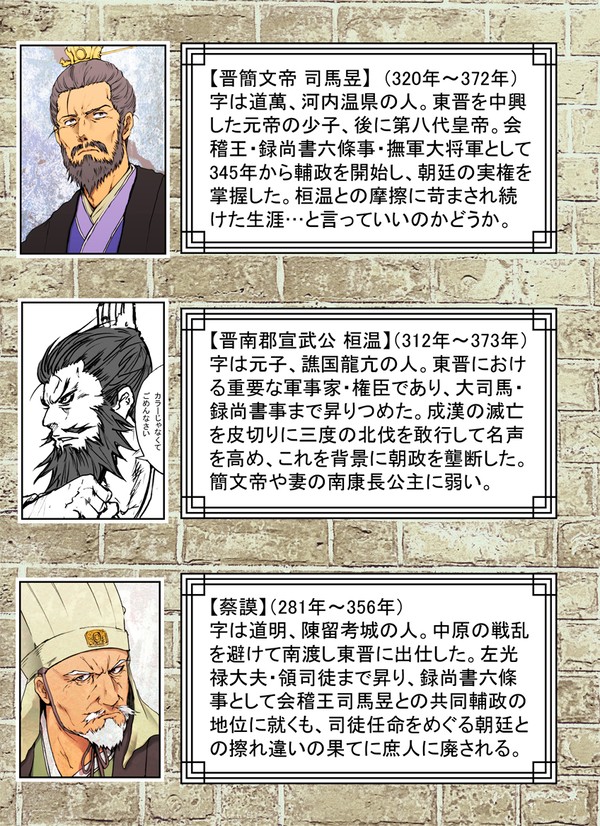 東晋／五胡十六国時代中期、主要勢力人物簡介図