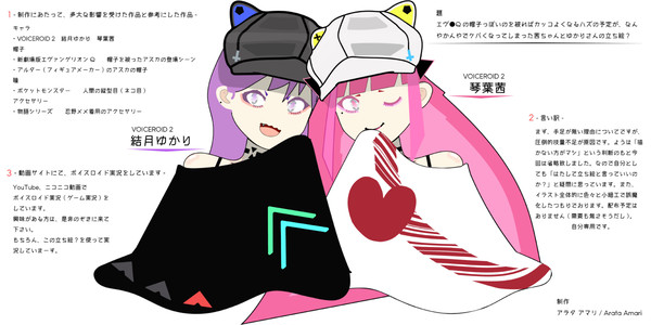 結月ゆかりと琴葉茜のエヴァQ風立ち絵