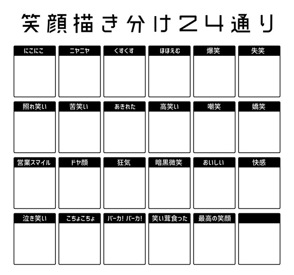 【素材】笑顔描き分け24通り【テンプレ】