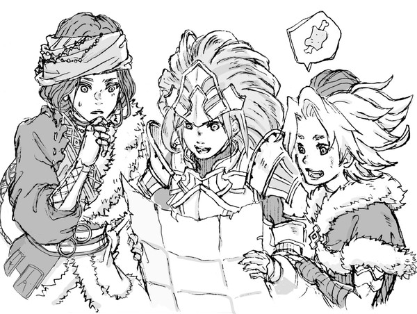 男3人とホークアイとデュラアン
