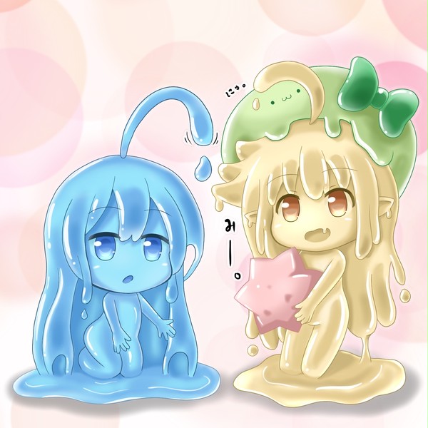 てのりスライムちゃんとスライミールちゃん。