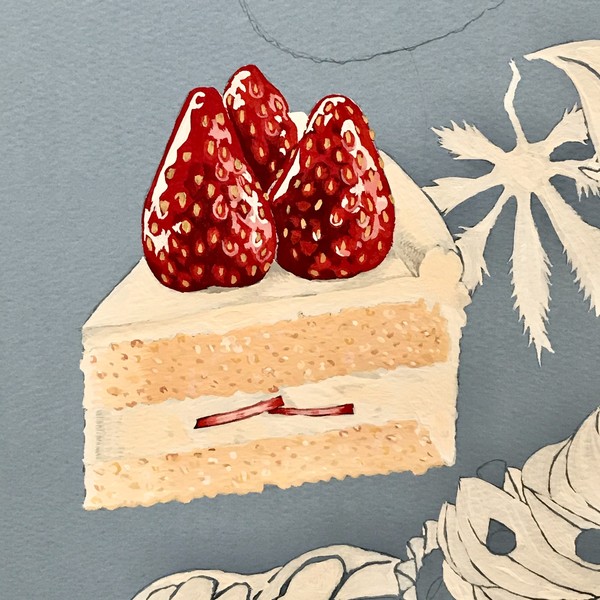 製作途中ですが、お菓子の絵