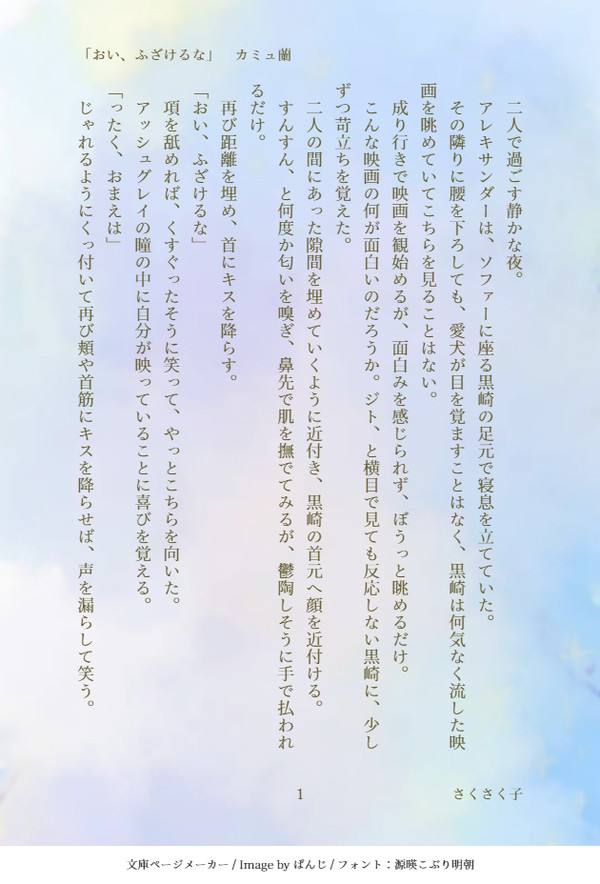 カミュ蘭SSログ
