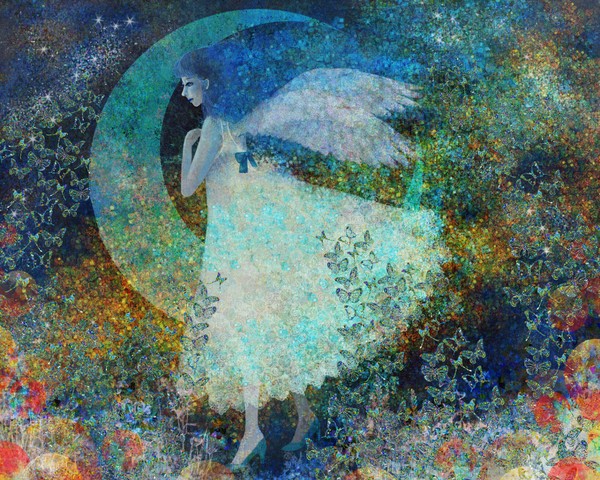 Blue crescent moon.