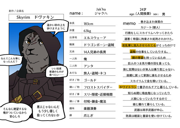 skyrim自宅主人公 とちょっとした落書き