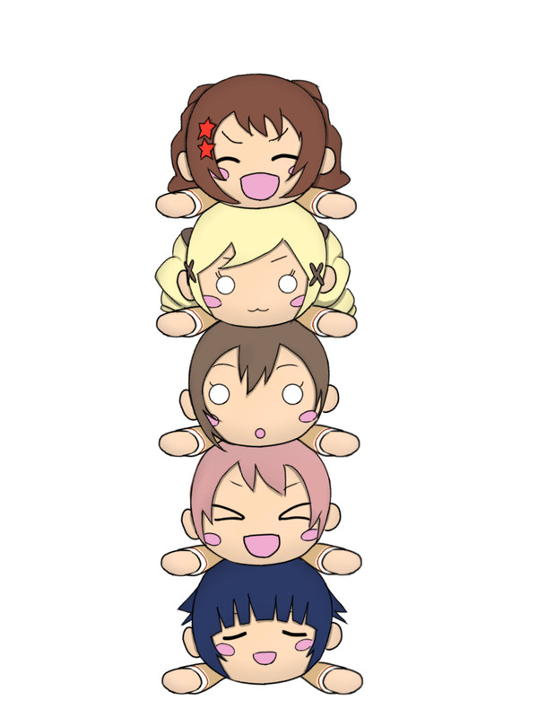 【バンドリ】ポピパの寝そべりタワー(個別透過PNGあり)