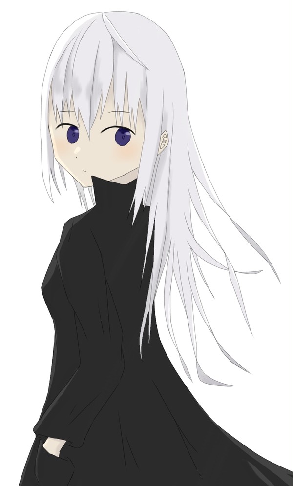白髪と黒いロングコート