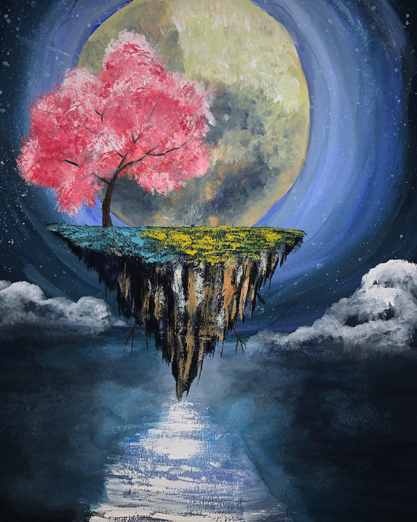 夜月と桜