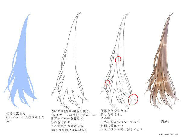 髪の毛の線画って面倒 - 1/1