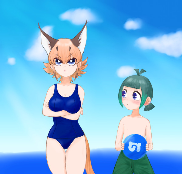 スク水カラカルとキュルルちゃん