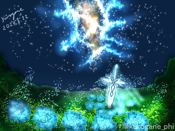 夜空を照らす青薔薇