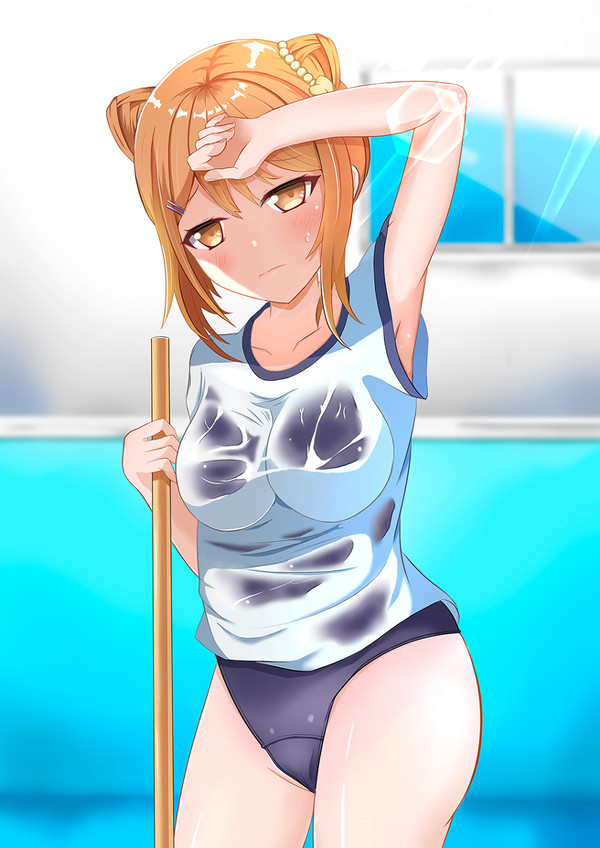 プール掃除にたっち