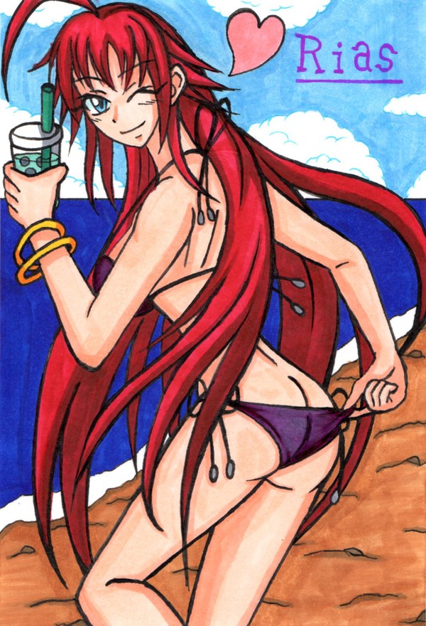真夏のビーチのリアスさん