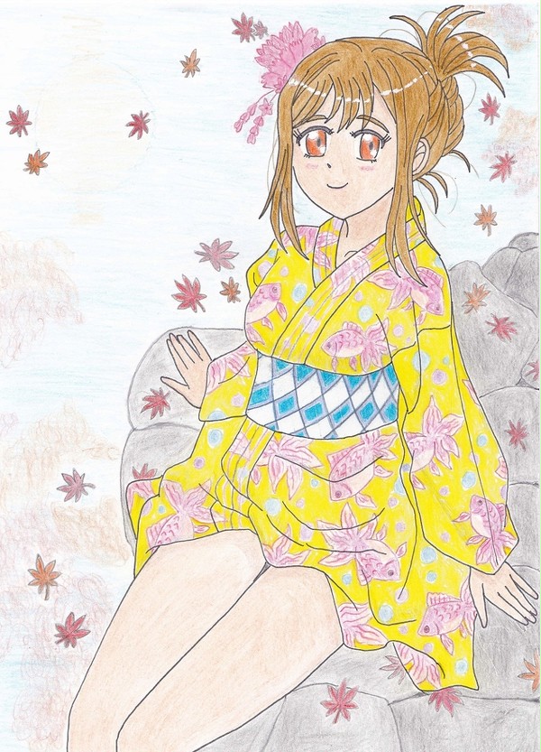 紅葉と金魚