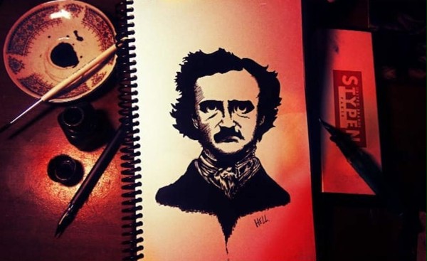 Edgar Allan Poe Ink Drawing