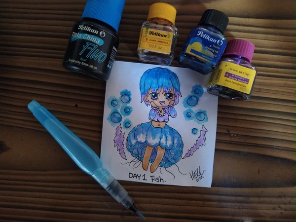 Inktober Day 1 Fish - ChibiJelly