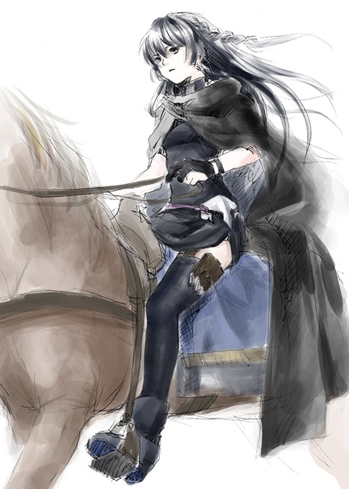 スリットのある服で馬に乗ったら足見えるでしょうが！