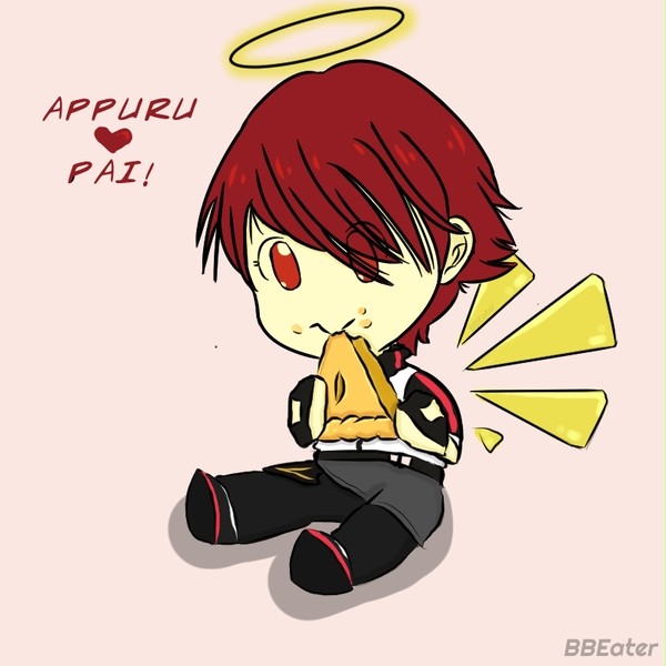 Chibi Exusiai eating apple pie