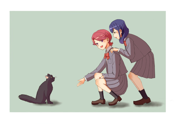 黒猫とふたかお