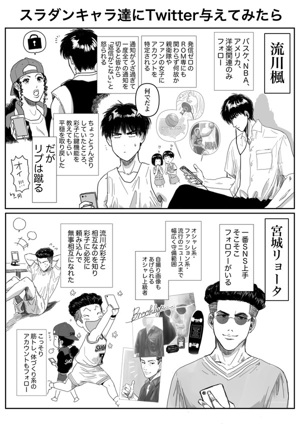 【スラムダンク漫画】スラダンキャラにTwitter与えてみたら。