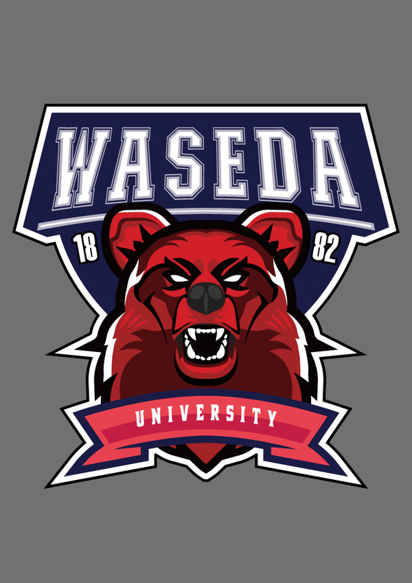 早稲田大学　体育各部ロゴ NCAA風