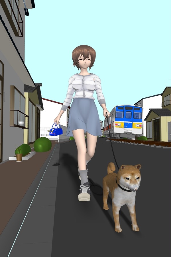犬の散歩 コロナ前行き電車