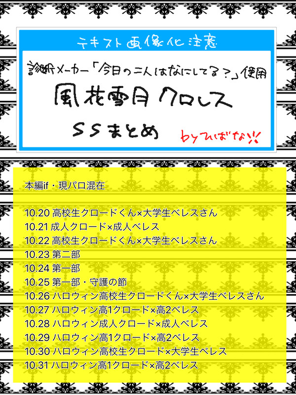 クロレスSSまとめ（診断メーカー使用）