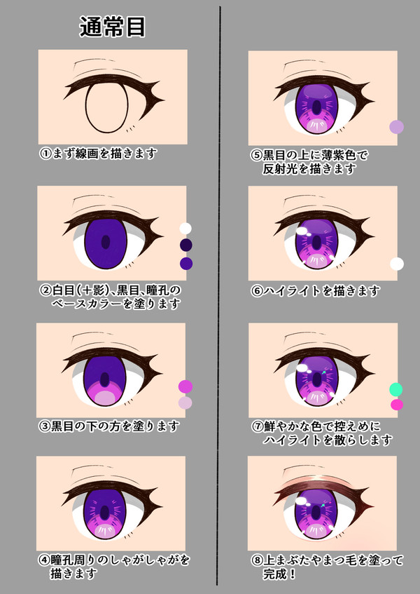 通常目・虚ろ目の描き方