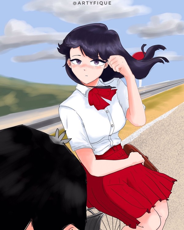 Komi-san enjoying the breeze