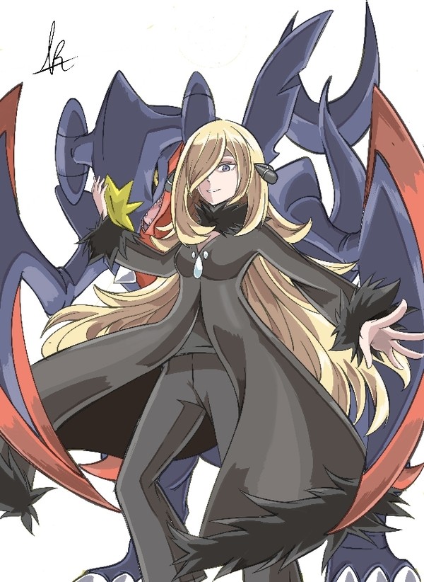 Cynthia and Mega Garchomp