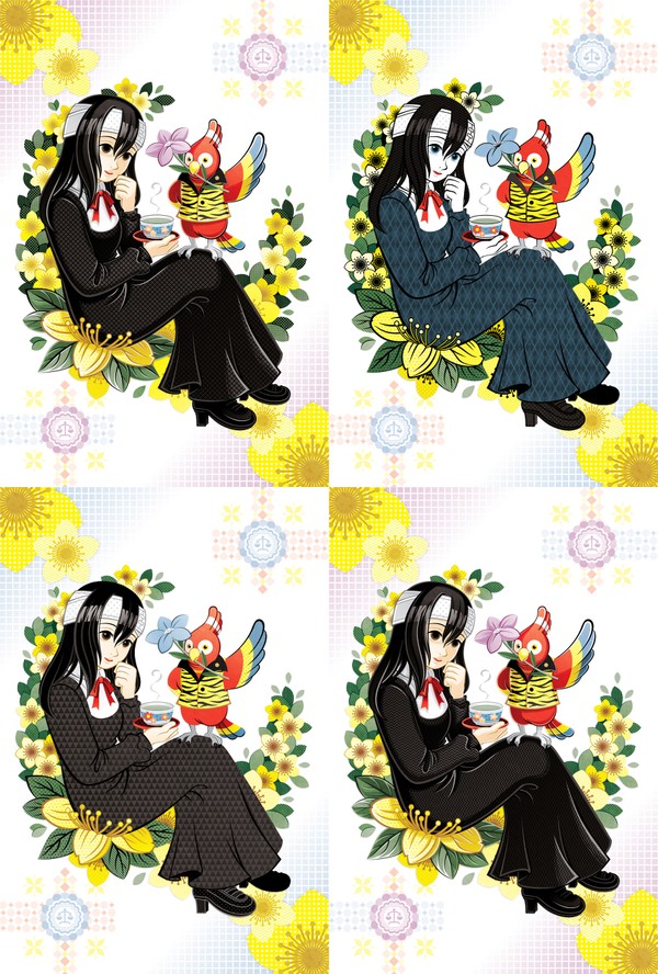 二次創作（練習用イラスト）／鹿羽うらみと鳥様（逆転裁判３＆１）