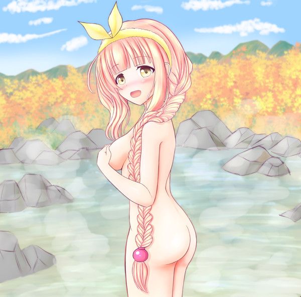 紅葉の露天風呂　コト誕生日絵